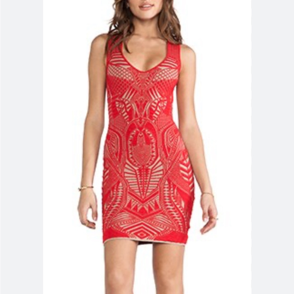RVN Armor 3D Jacquard Body Con Cocktail Dress Medium